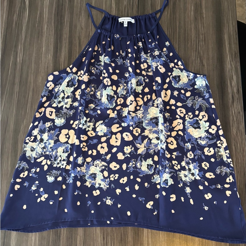 Collective Concepts Blue and White Sleeveless Camisole